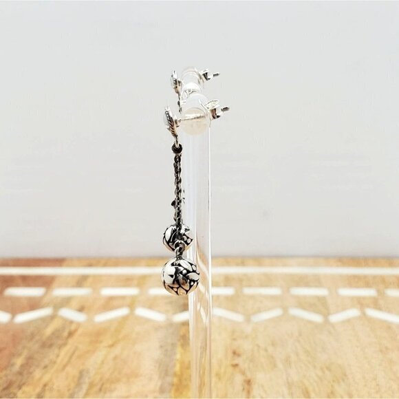 SAMUEL B Sterling Silver 925 Ball Chain Dangle Earrings - Picture 4 of 6